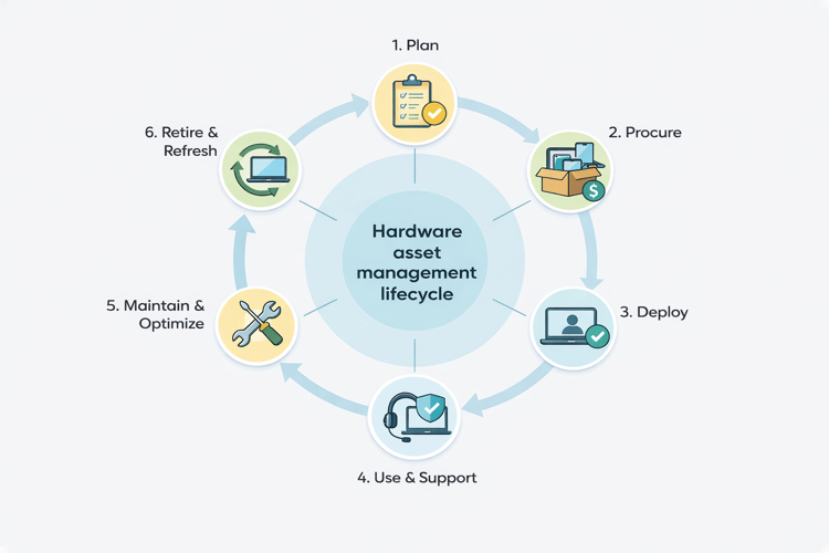 Hardware asset management (HAM) lifecycle diagram