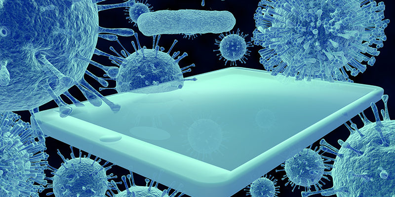 cell phone covered in germs